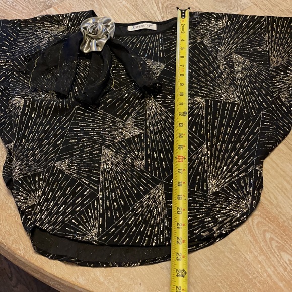 Vintage diversity black sheer glitter blouse lame 70s 80s - Picture 8 of 8